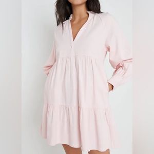 Esmara Women's Solid Color V Neck Ruffle Swing Mini Dress Casual Stand Collar